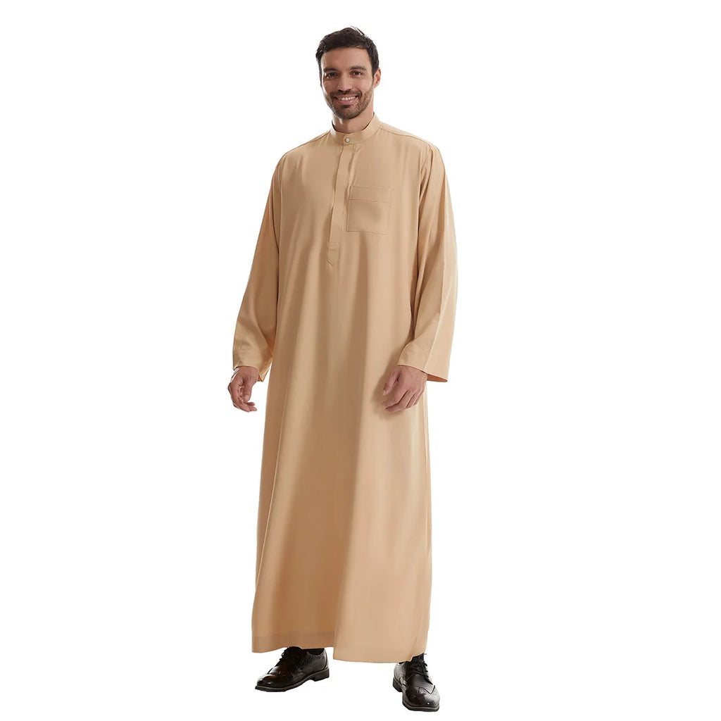 Men’s Muslim Abaya Kaftan Thobe – Long Sleeve Pullover Robe