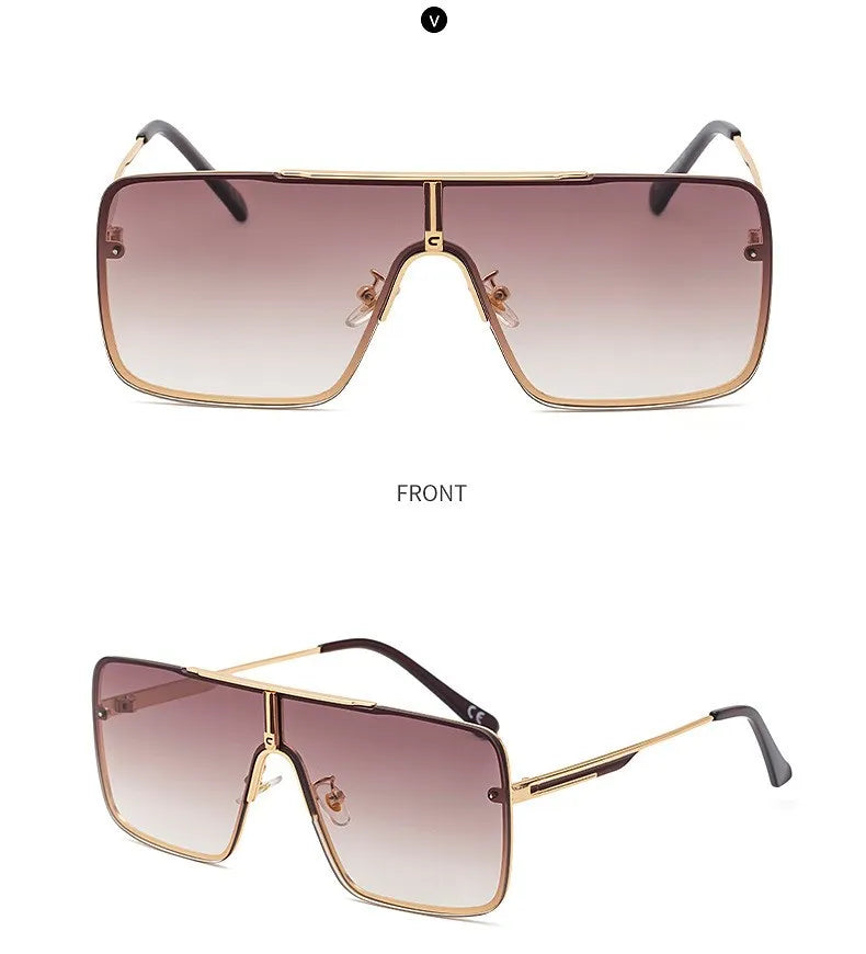 Fashion Oversized Square Sunglasses For Men Big Frame 2026 Luxury Brand Design Metal Frame Sun Glasses Man Retro Shades Eyewear