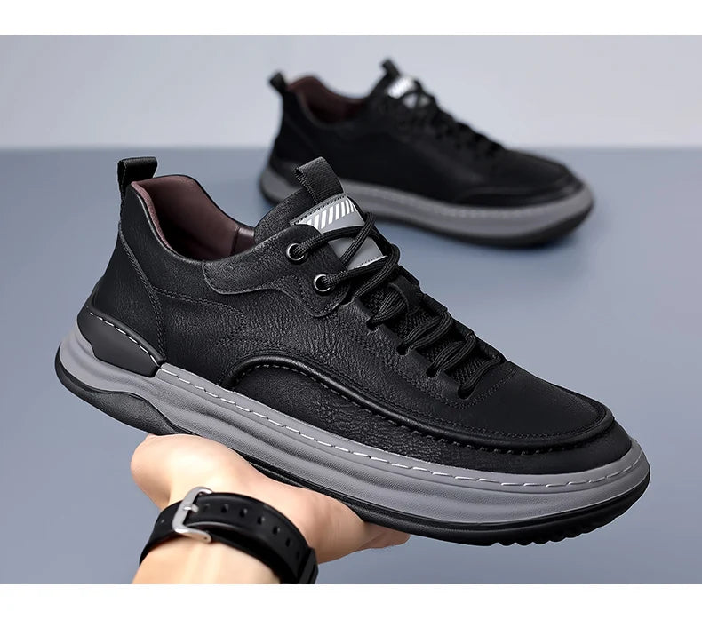 Sport Shoes Genuine Leather Men's Shoes  Brand Casual Shoes Lace up Mens Sneakers Italian Breathable Tenis  Skateboard Shoe