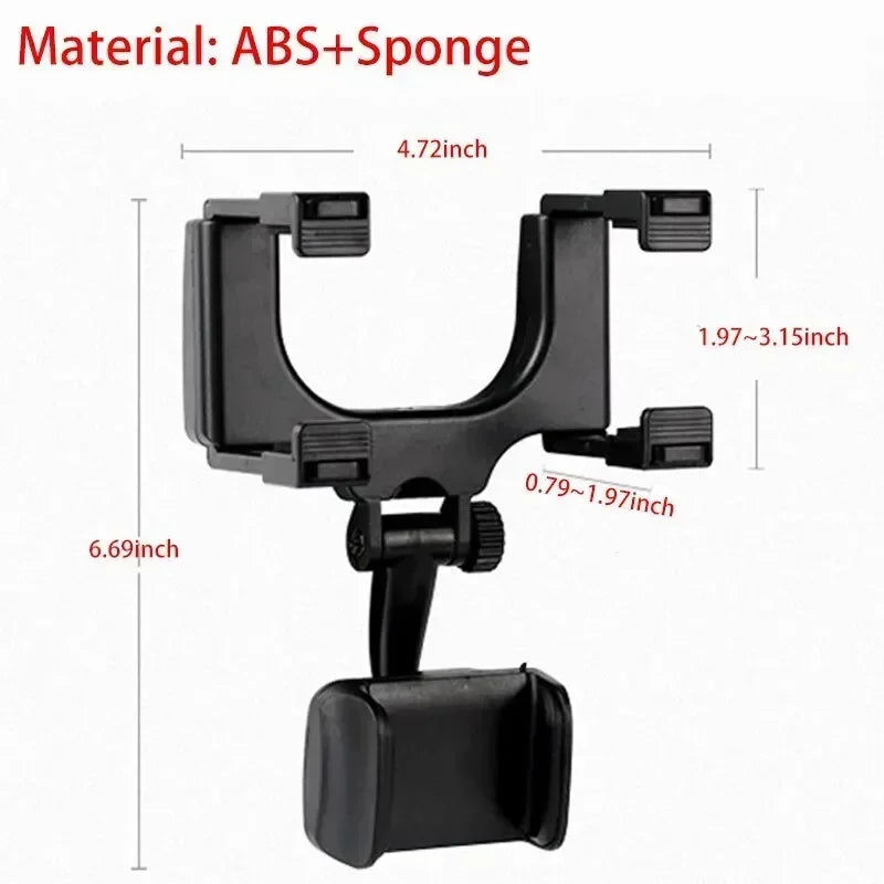 Adjustable Foldable Car Phone Holder Mount Bracket Universal Rearview Mirror GPS Navigation Clip Mobile Stand for Vehicle