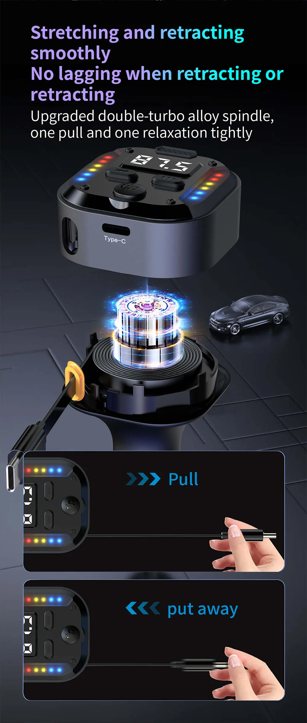 Bluetooth 5.3 FM Transmitter Handsfree Car AUX Radio Modulator MP3 Player with QC3.0 & PD30W Fast Charge Adapter Car Accessories
