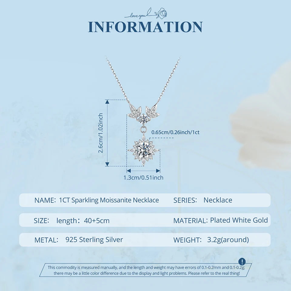Necklace Vintage Engraved 925 Sterling Silver Round Cut Diamond for Women Twinkling Engagement Gift