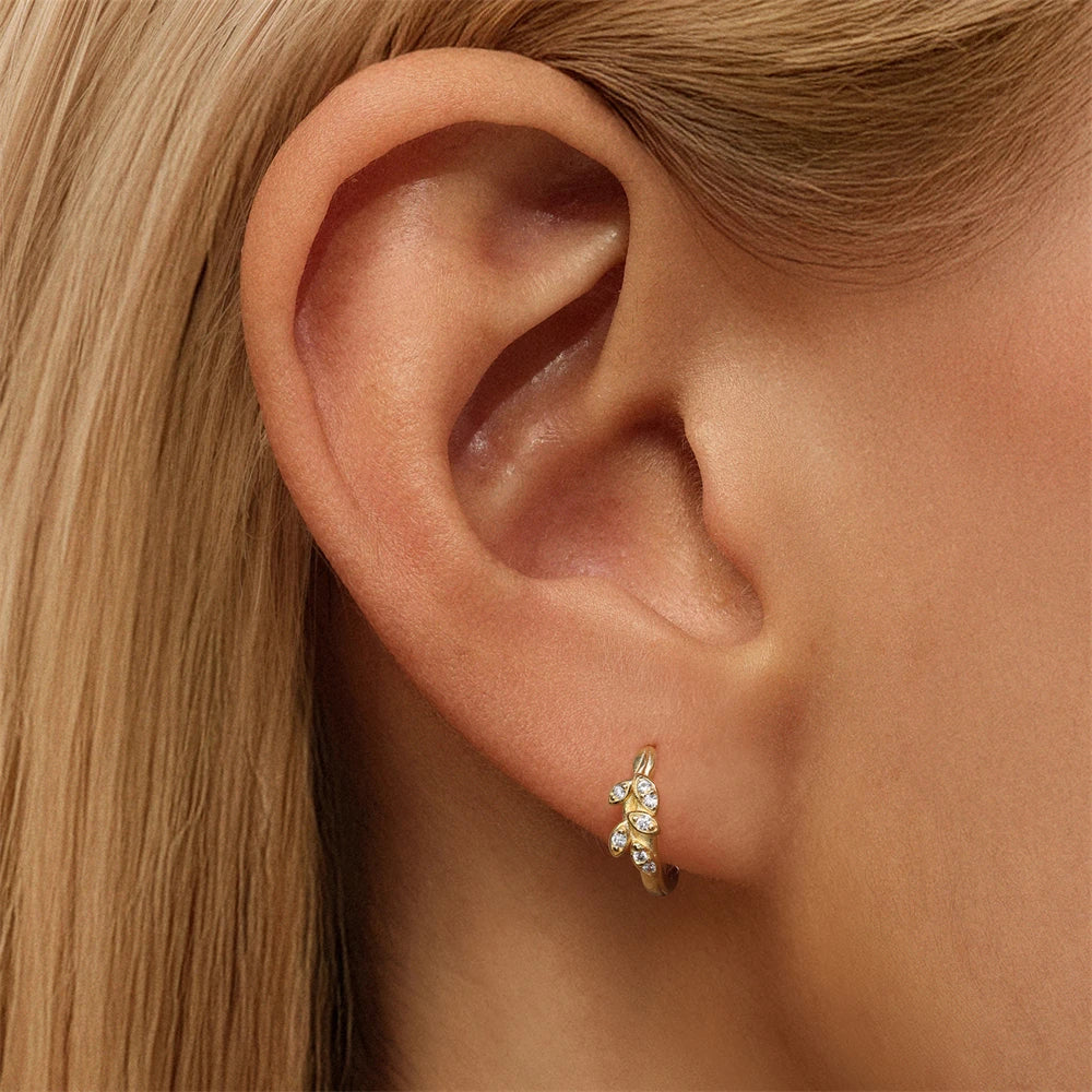 CANNER 925 Sterling Silver Wheat Ear Zircon Hoop Earrings For Women Ins Simple Earrings Jewelry Gift boucles d'oreilles femme