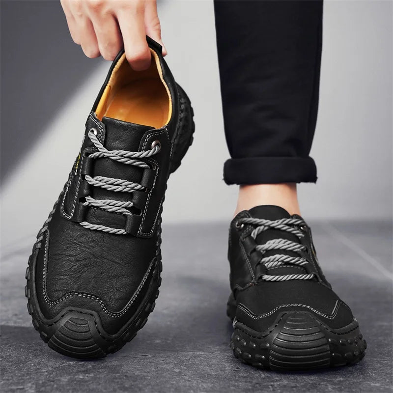 Outdoor Casual Leather Mens Shoes Retro Style Male Sneakers Adult Non-Slip Casual Desert Hiking Footwear Treking Shoes Trainers