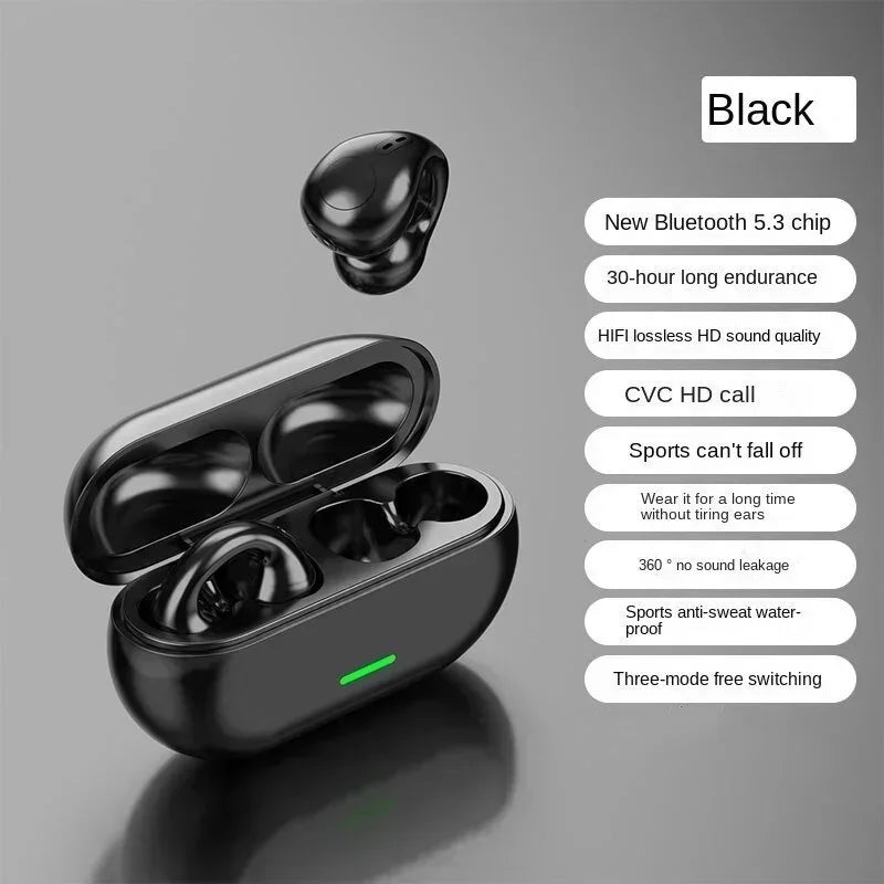 Shop Bone Conduction Bluetooth 5.3 Headphones. Waterproof sports earphones with HiFi sound, noise reduction, and 400mAh charging case for all-day listening