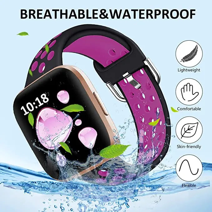Silicone Watch Strap for Fitbit Versa 2/Fitbit Versa/Versa Lite/Versa Special Edition,Breathable Sport Replacement Watch Band