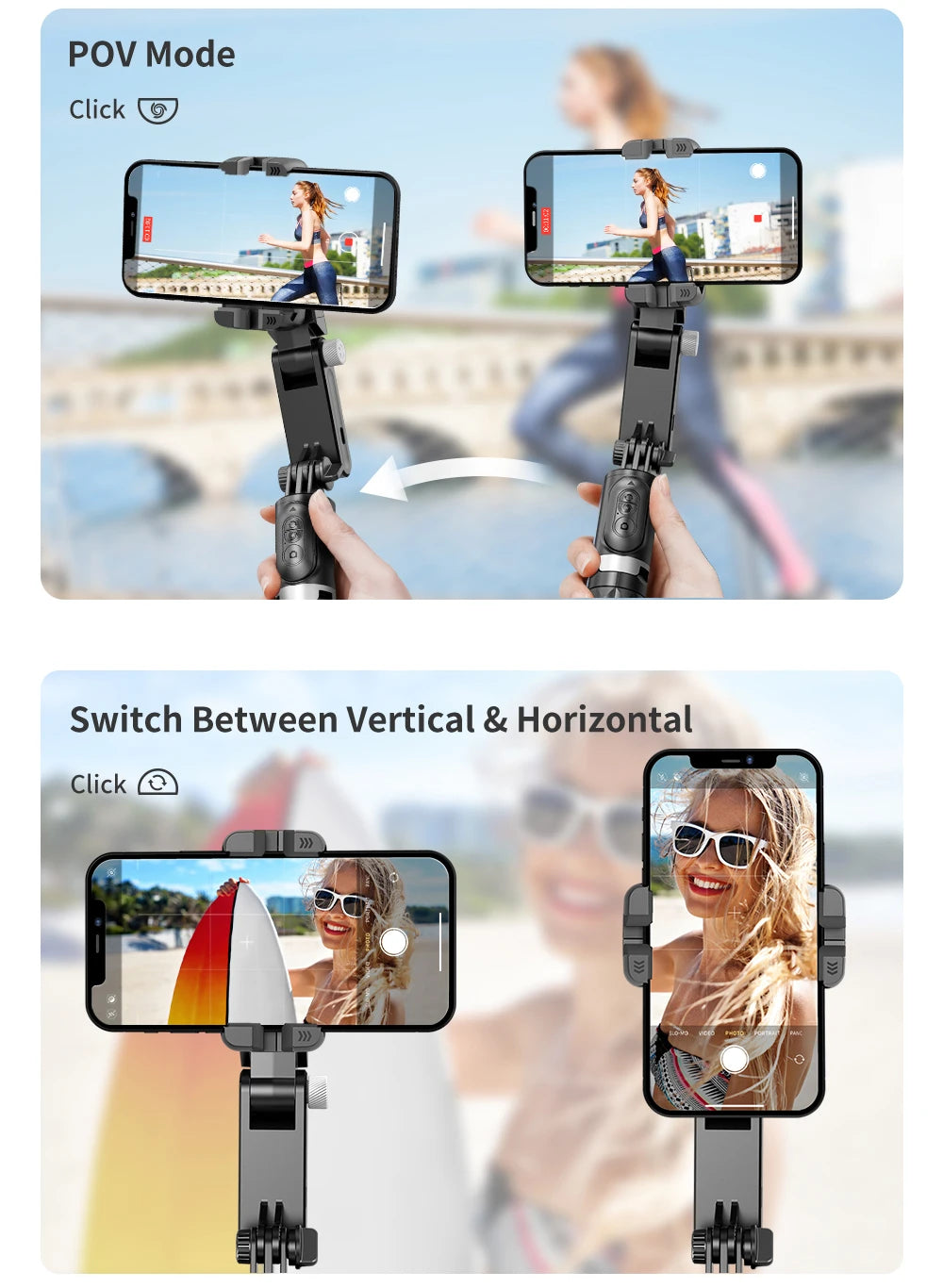 Selfie Stick Phone Gimbal Stabilizer For iPhone Android Action Camera Tripod Cellphone Mobile Cell Smartphone Handle Grip Video