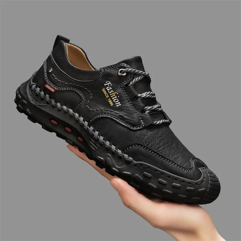Outdoor Casual Leather Mens Shoes Retro Style Male Sneakers Adult Non-Slip Casual Desert Hiking Footwear Treking Shoes Trainers