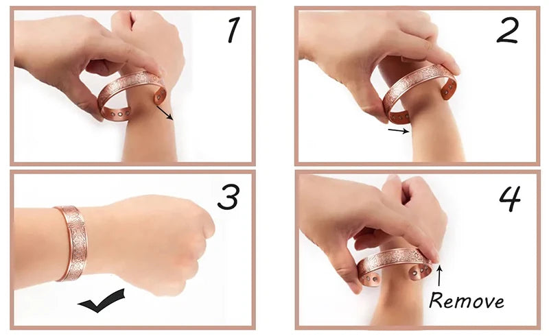 Fashion Pure Copper Magnetic Bracelet for Women Men Cuff Adjustable Size Bangles Arthritis Health Solid Copper Jewelry