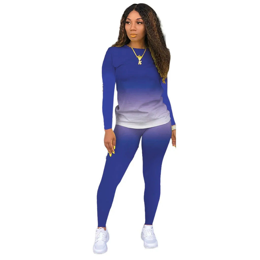 Women’s Plus Size Long Sleeve Gradient Top Casual Slim Fit Shirt