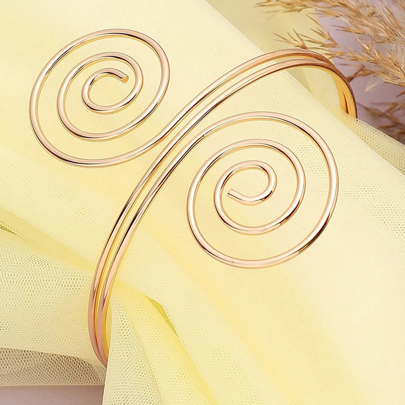 Spiral Shape Adjustable Arm Bangle for Women