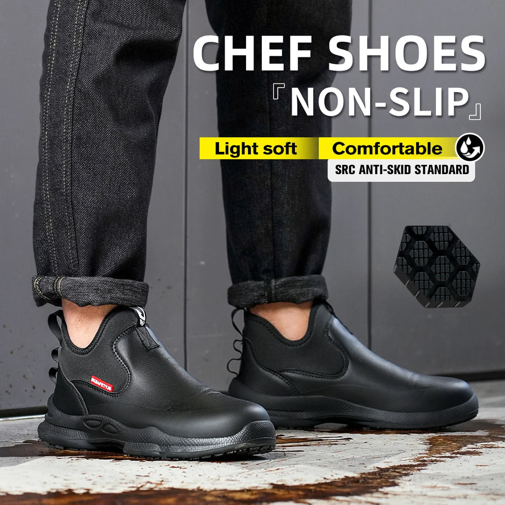 Chef Shoes Four Seasons Anti Slip Oil Resistant Business Casual Men's Work Shoes Fashion Comfort Soft Soled Waterproof Shoes