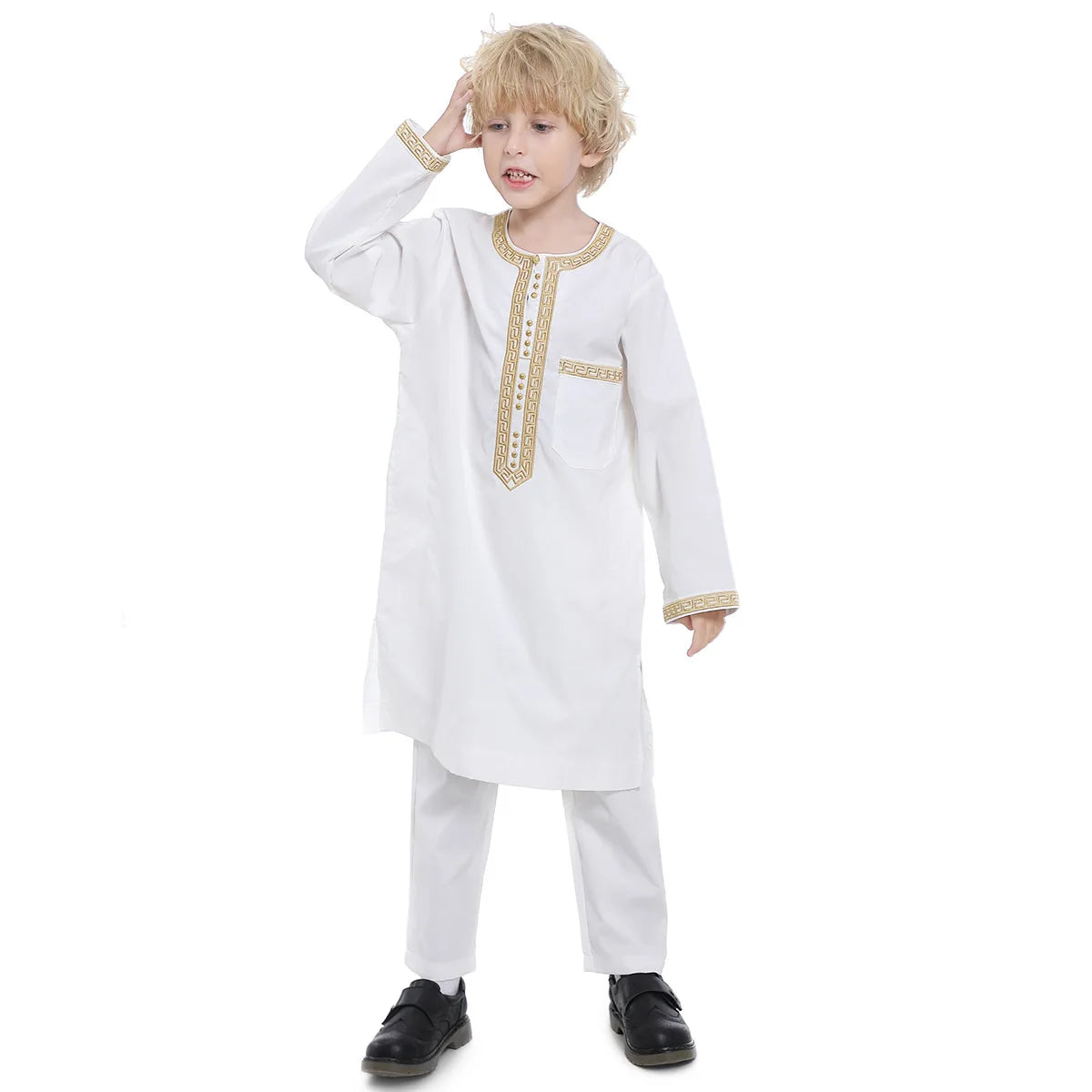Boys Islamic Thobe – Kids Long Sleeve Traditional Robe