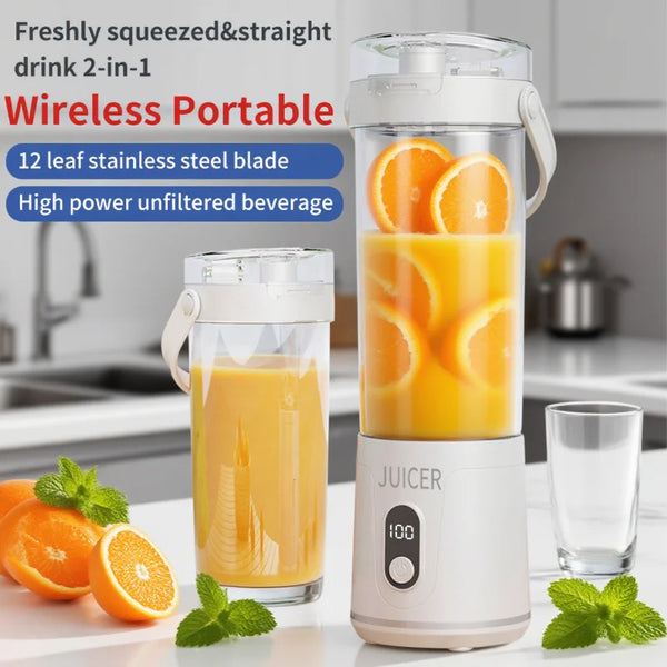 Portable Blender 600ML Electric Juicer Rechargeable 4000mAh USB Fruit Mixer Personal Smoothie Maker Outdoor Fresh Fruit Blender