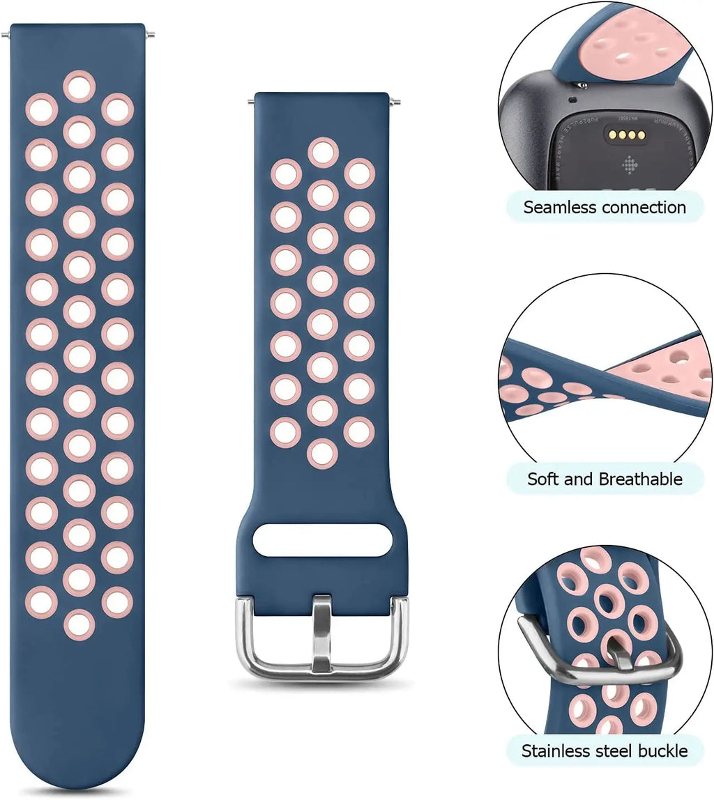 Silicone Watch Strap for Fitbit Versa 2/Fitbit Versa/Versa Lite/Versa Special Edition,Breathable Sport Replacement Watch Band