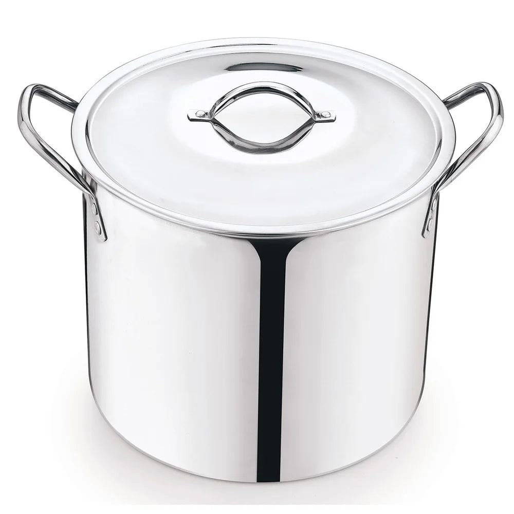 12 Quart Stainless Steel Stock Pot Heavy Duty Cooking Pot with Stay Cool Handles Soup Stew and Stock Preparation