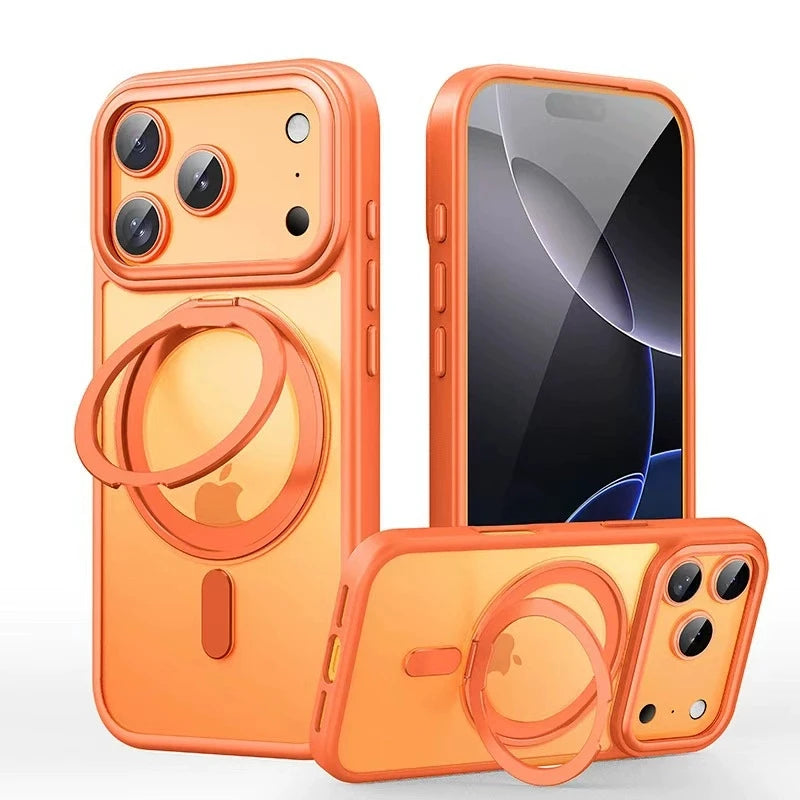 Magnetic 360°Rotation Stand Phone Case For iphone 17 pro max casе iphone 17 magsafe funda iphone 17 pro With Ring Holder cover