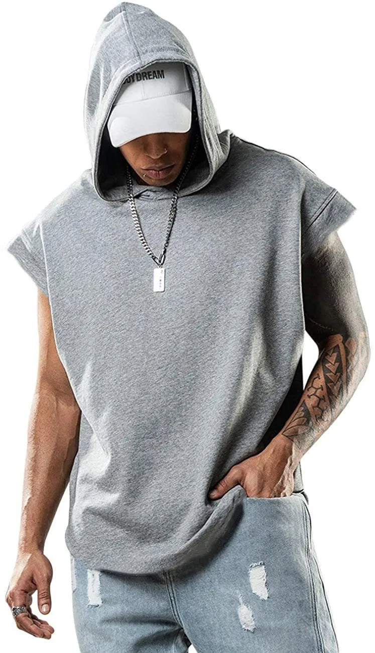 Men’s Sleeveless Hoodie Casual Workout Top