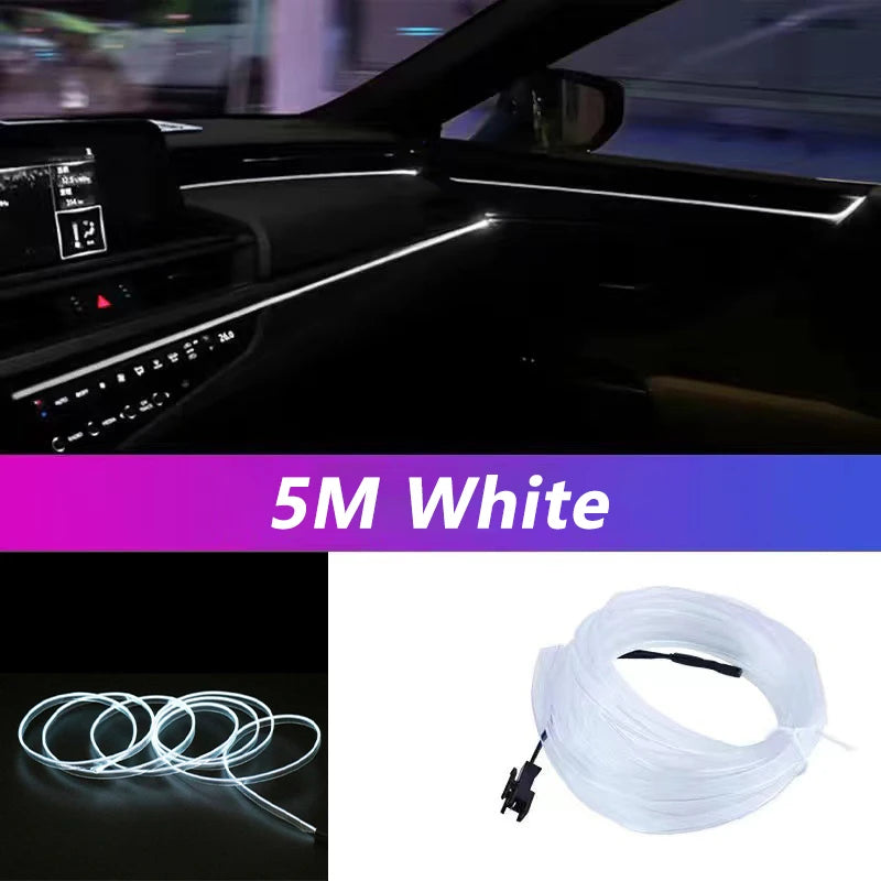 Car Interior Led Strip Light Neon EL Wiring Decorative Lamp For Auto Flexible Ambient Light USB Party Atmosphere