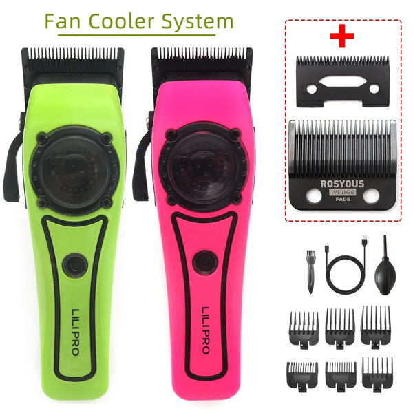 Professional LILIPRO L61 Men’s Hair Clipper with 8000RPM motor, DLC steel blades & 180min battery. Cordless, USB rechargeable, with cooling fan.