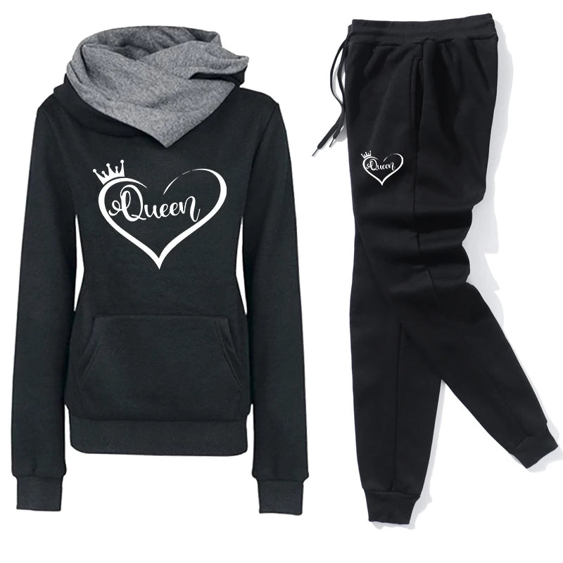 Women’s Hooded Tracksuit Set – Casual Long Sleeve Top & Jogger Pants Outfit