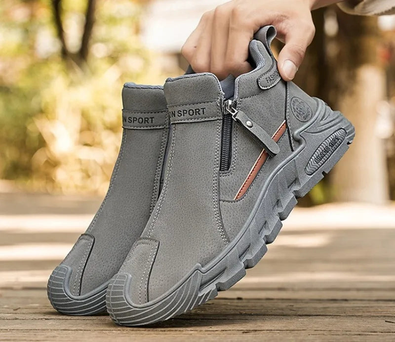 Men’s Casual Zipper Sneakers Breathable Non Slip Outdoor Shoes