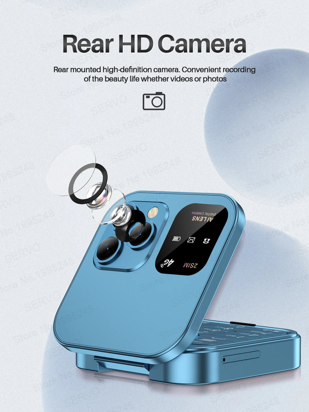 i16 Pro 4G LTE Mini Flip Mobile Phone Dual SIM Standby Call Recording Speed Dial FM Radio Blacklist Small Fold Cellphones