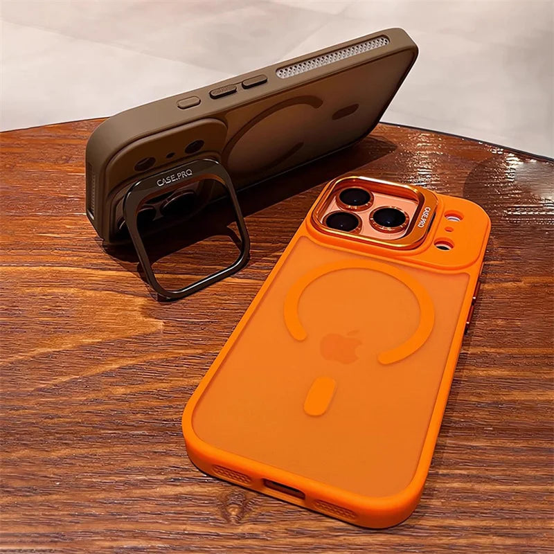 Official Color Case for iphone 17 pro max case Air 16 15 14 13 12 11 Pro Max for Magsafe Wireless Charge Stand Holder Lens Cover