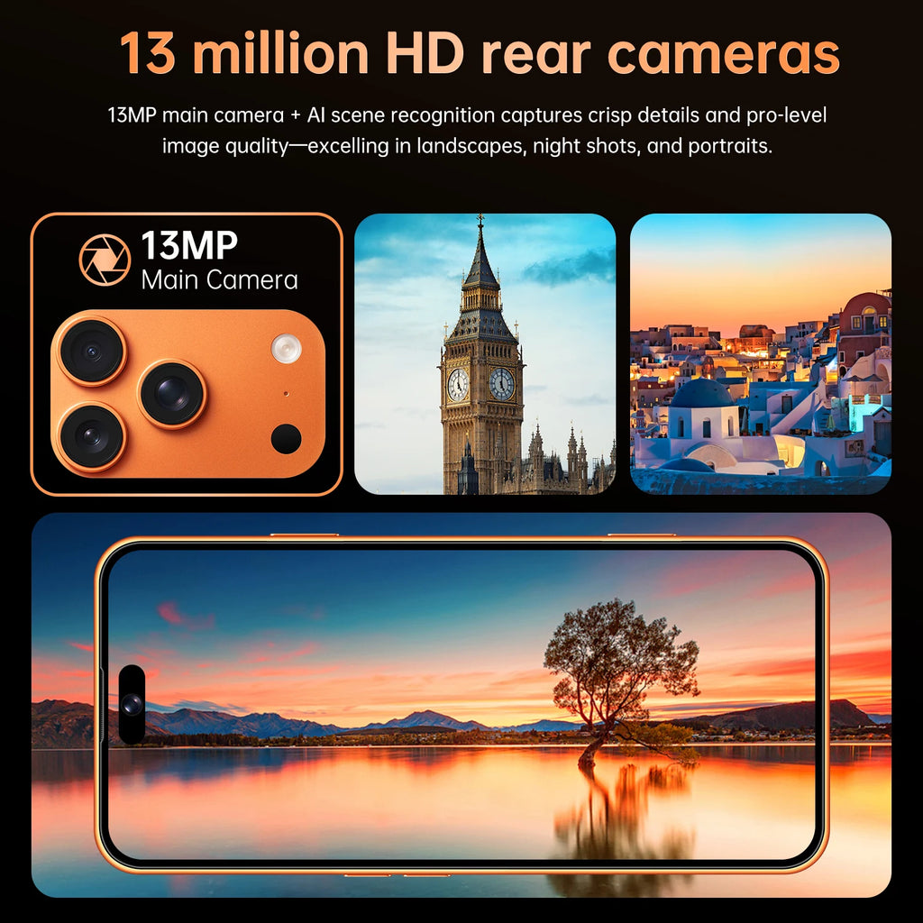 Global Vision 17 Pro Max Smartphone Android 3GB RAM 16GB ROM 6.7 Inch Dual SIM 4G Network 5+13MP Mobile Phones