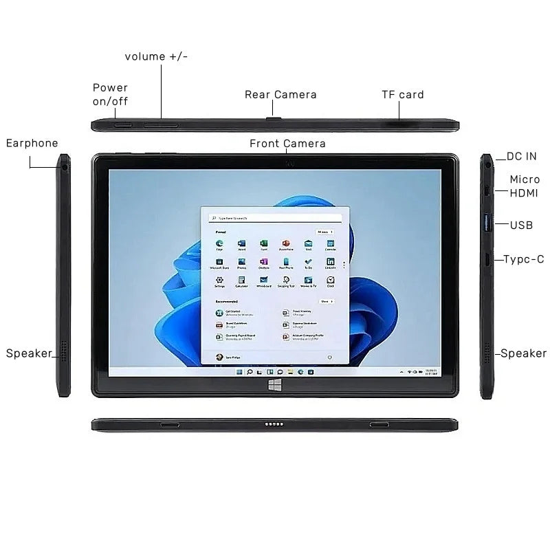 AR40 4GB RAM 64GB ROM 10.1" Intel Atom N3350 64-bit Windows 11 Tablet 5000mAh Type-C 1*USB 3.0 HDMI Port 1920 x 1200 IPS
