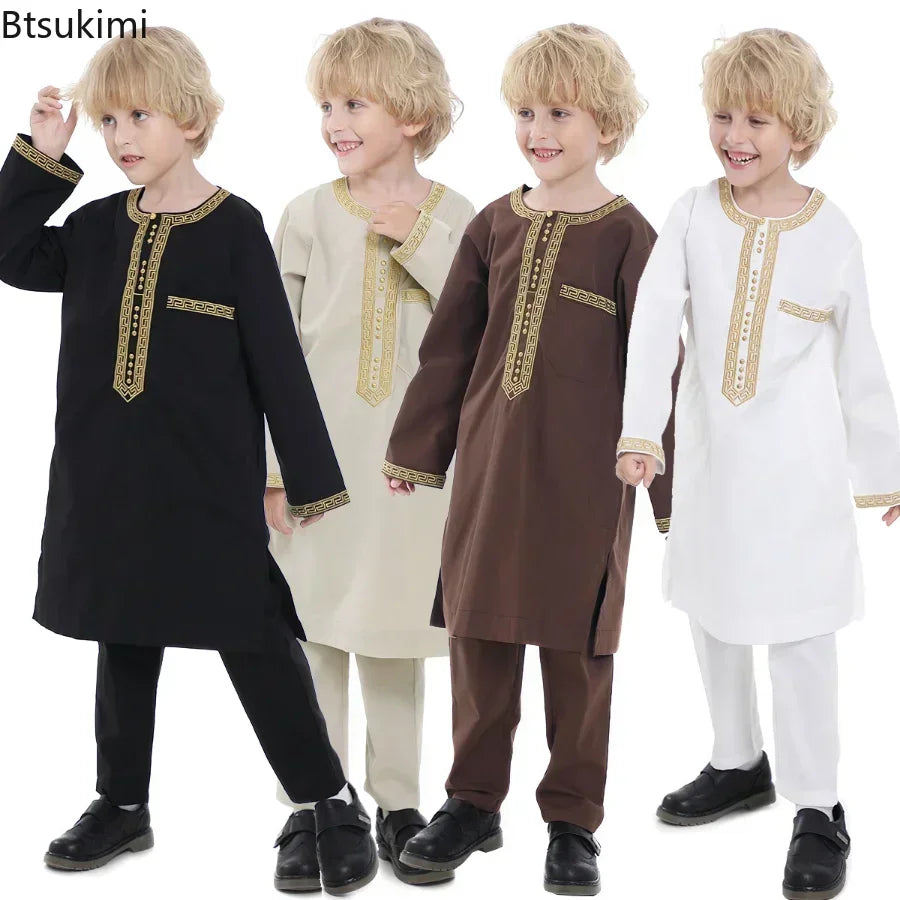 Boys Islamic Thobe – Kids Long Sleeve Traditional Robe