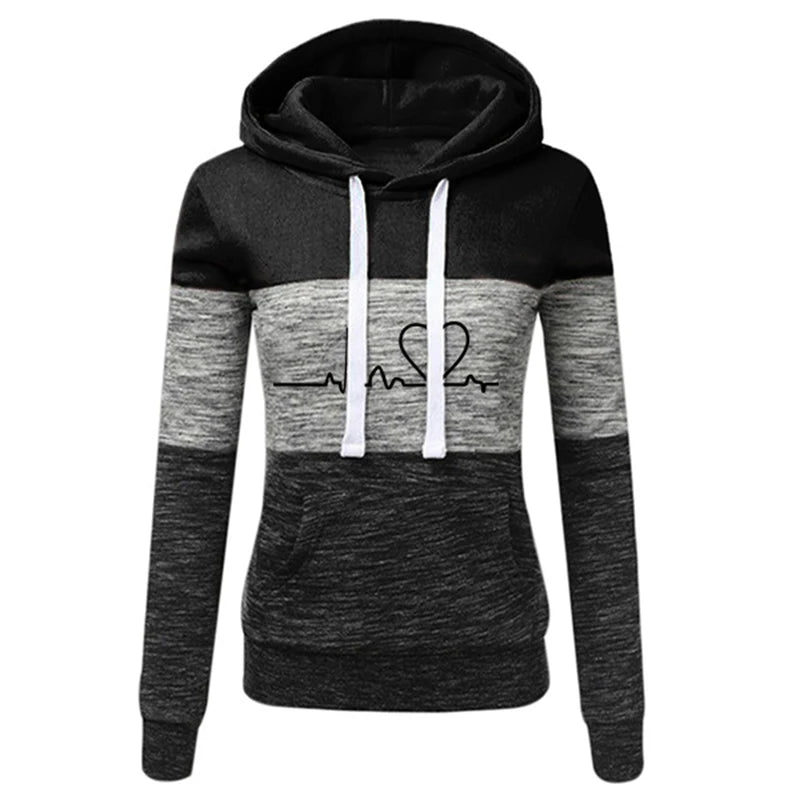 Women Tracksuit Printing Hooded Sweatshirt Sweat pant Color Block Versatile Casual Jogging Pullovers Sport Trousers Outfits