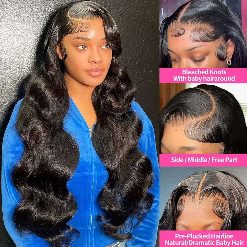 40 30 Inch 13x4 Body Wave Lace Front Human Hair Wigs For Black Women Pre Plucked Loose Wave 13x6 HD Lace Frontal Wig 180% 1