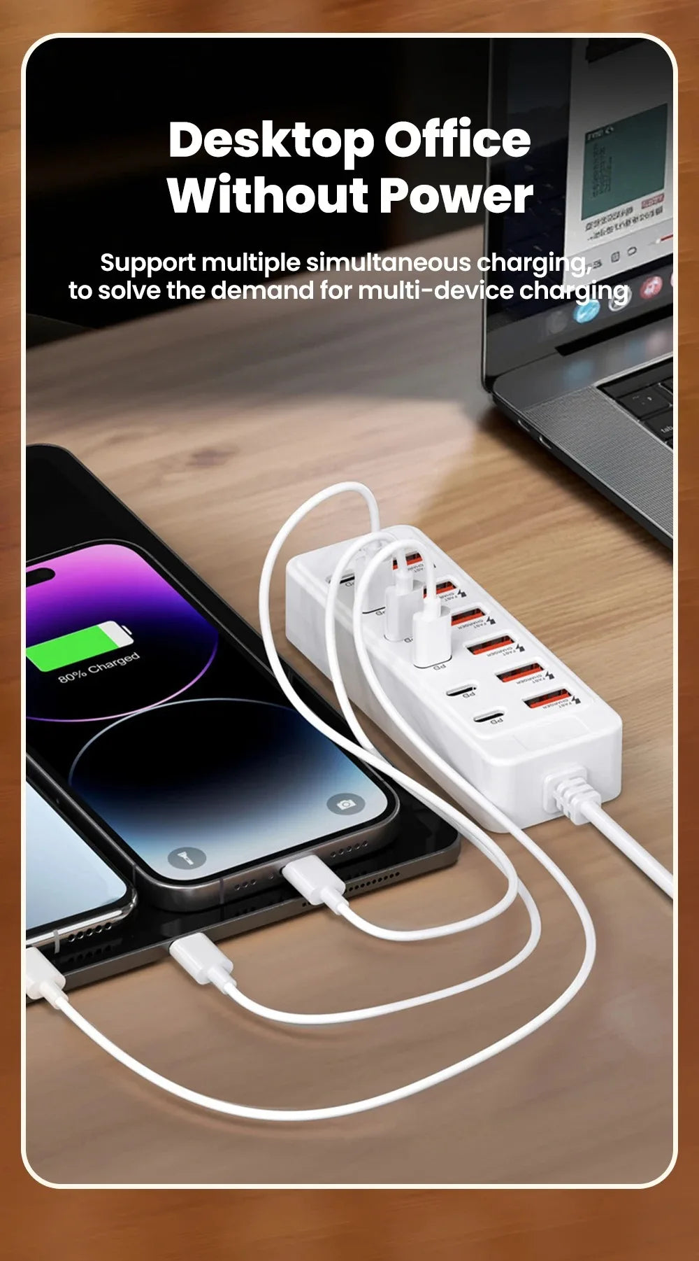 USB Type C Charger 12 in 1 USB HUB Adapter Socket Fast Charging Power Strip Desktop Charging Station For iPhone Samsung