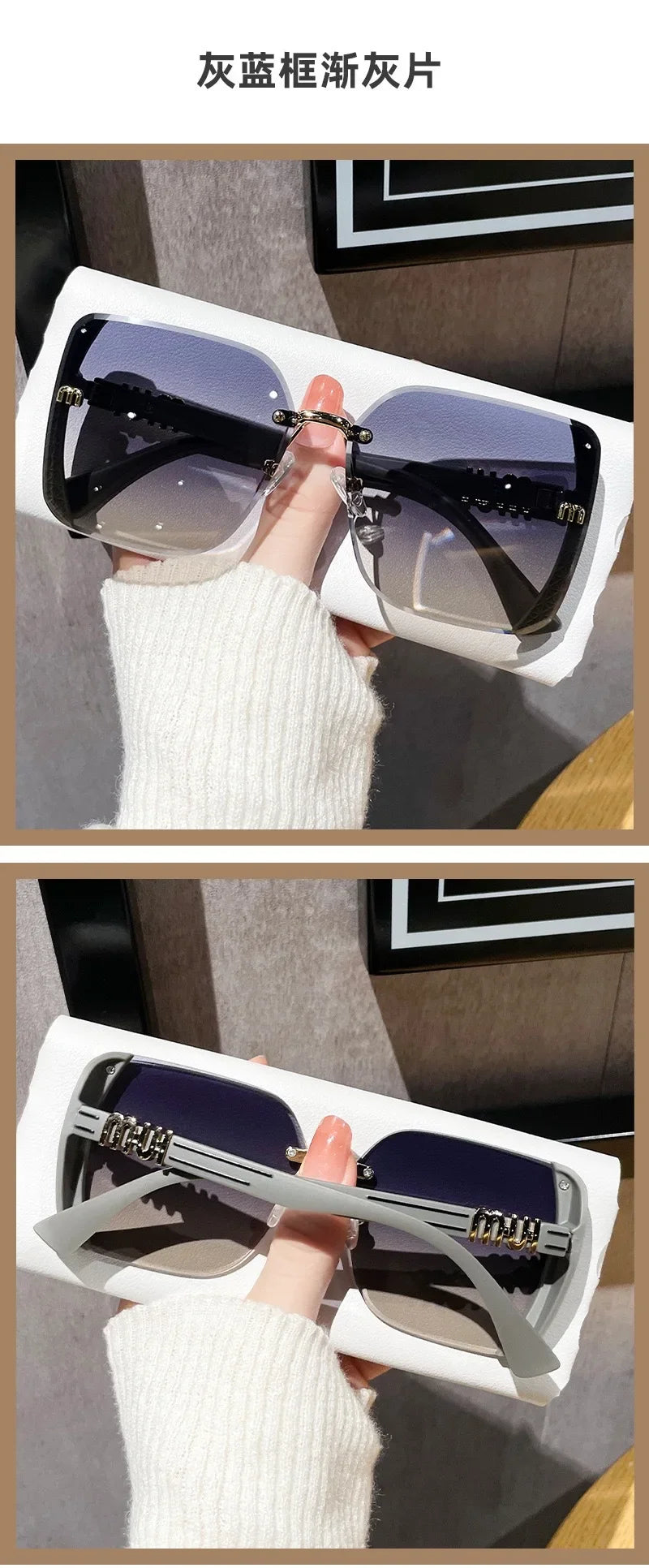 Oversized Square Sunglasses for Women Luxury Trendy Driving Eyewear UV400 Protection Fashionable Ladies Sun Glasses