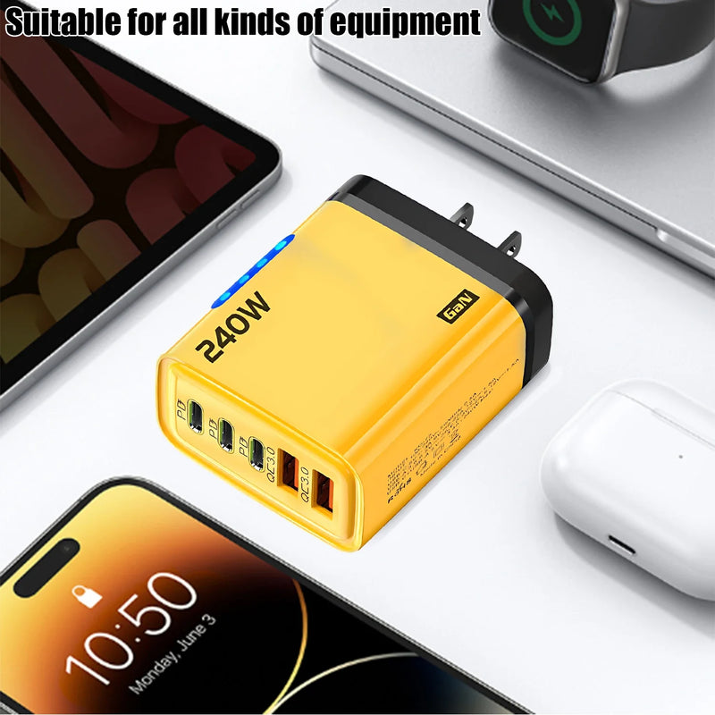 Xiaomi 240W 5 in 1 GaN Desktop Charger Fast Charging Adapter 10A USB To TypeC Cable 3PD 2 USB Charger For IPhone 16 15pro Laptop