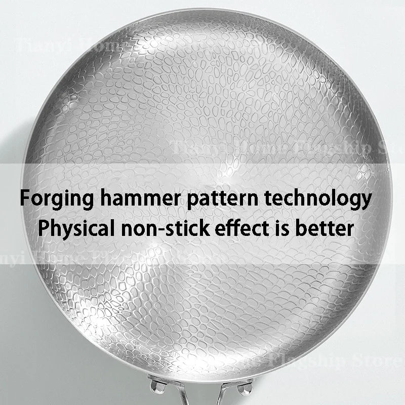 Titanium Stainless Steel Non-Stick Frying Pan – Wok & Skillet for Eggs, Steak & Stir-Fry (20/24/28 cm