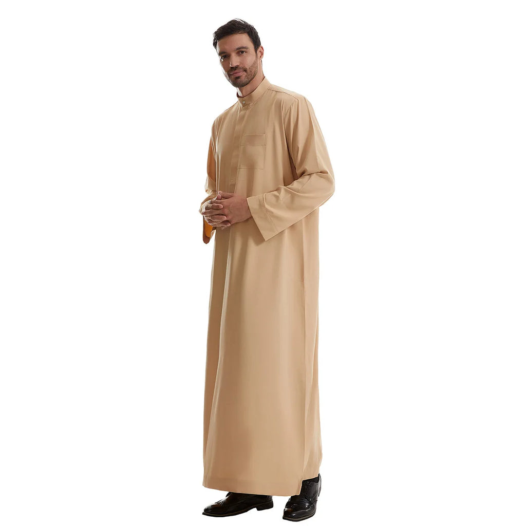 Men’s Muslim Abaya Kaftan Thobe – Long Sleeve Pullover Robe