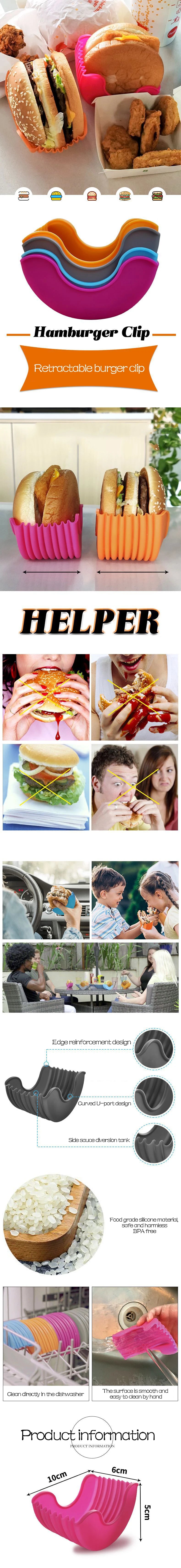 Reusable Burger Holder Silicone Shelf Hamburger Tools Fixed Rack Holder Storage Kitchen Organizer Box Kitchen Accessories