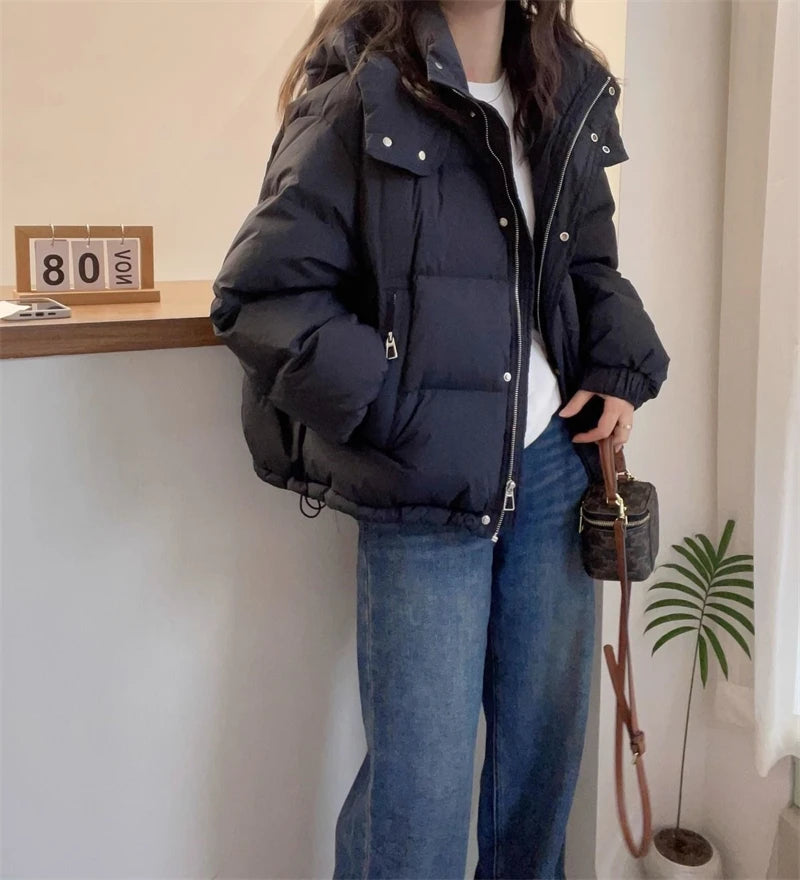 Women’s Winter Puffer Jacket – Warm Hooded Zip-Up Parka Coat