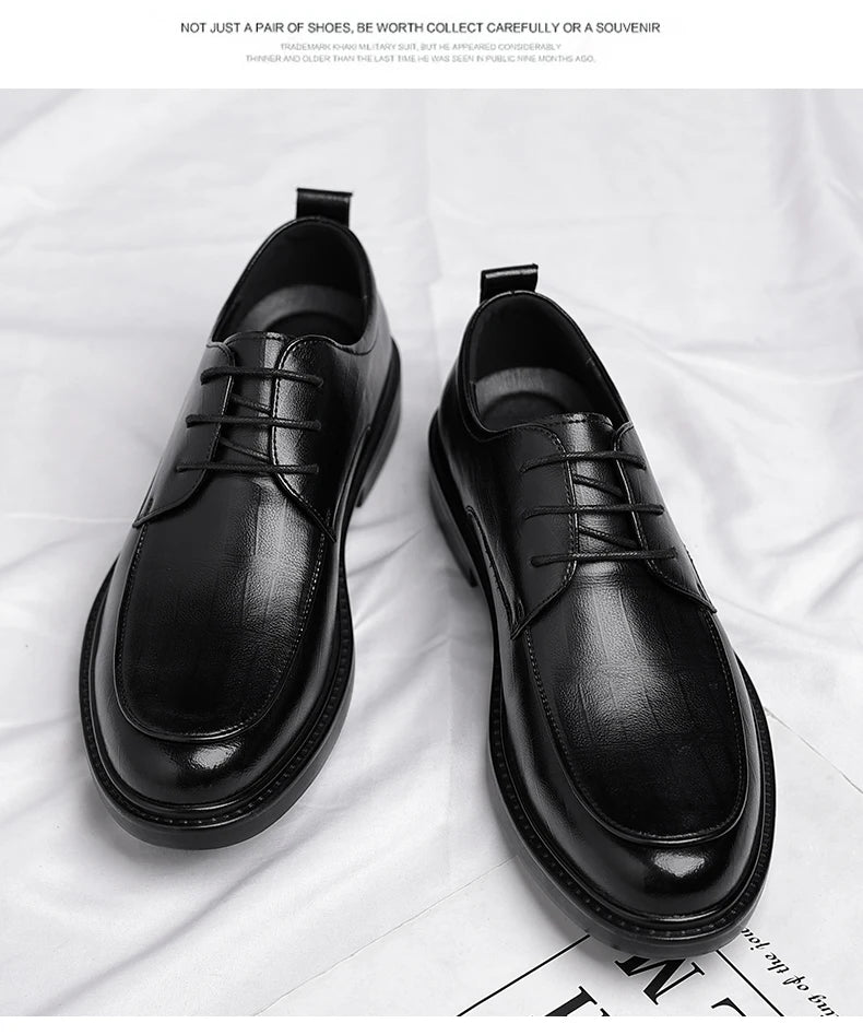 Spring/Summer Men 37-45 Men's Flat/6CM Heightening Elevator Shoes Business Formal Leather Shoes Man British Casual Wedding Suit