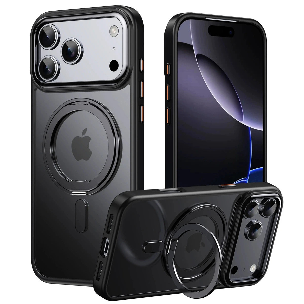 Magnetic 360°Rotation Stand Phone Case For iphone 17 pro max casе iphone 17 magsafe funda iphone 17 pro With Ring Holder cover