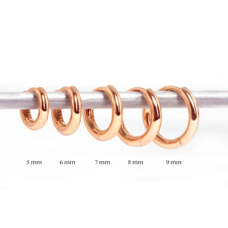 Sterling Silver Ear Hoop Piercing Earrings for Women 6mm 7mm 8mm 9mm Geometric Round Huggie Earings Fine Jewelry
