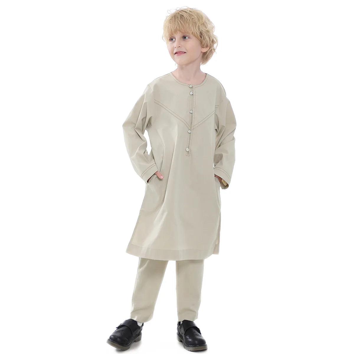 Boys Islamic Thobe – Kids Long Sleeve Traditional Robe