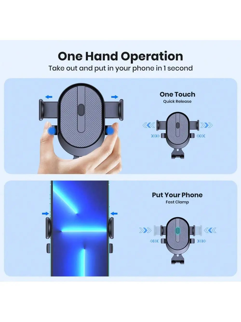 Car Phone Holder Mount, [Upgrade Auto Locking] Universal Phone Holder With Hook Clip For Car Air Vent Compatible With Cellphones