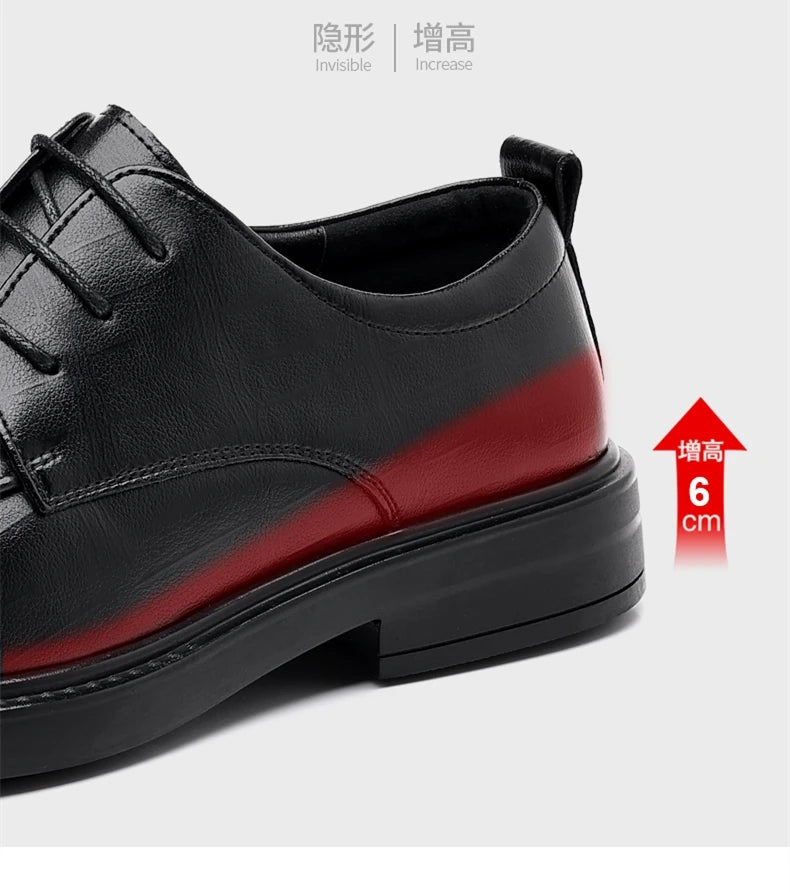 Spring/Summer Men 37-45 Men's Flat/6CM Heightening Elevator Shoes Business Formal Leather Shoes Man British Casual Wedding Suit