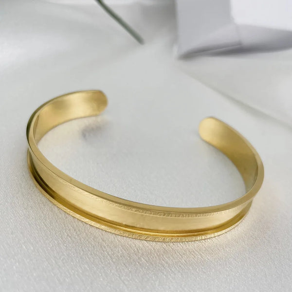 Stainless Steel Open Cuff Bracelet – Unisex Fashion Bangle