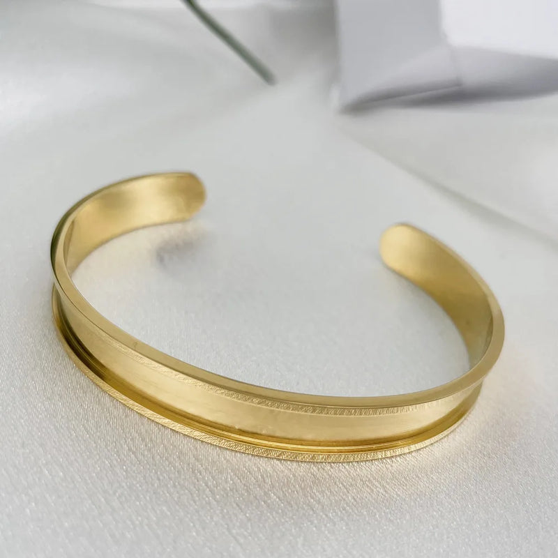 Stainless Steel Open Cuff Bracelet – Unisex Fashion Bangle