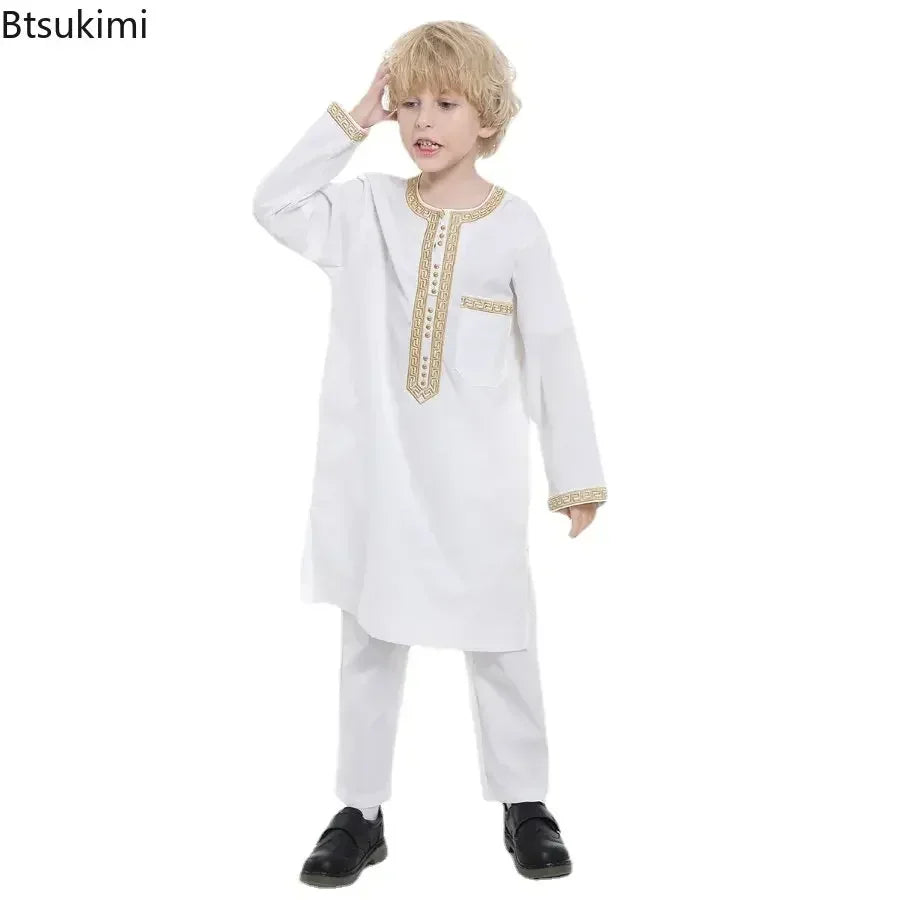 Boys Islamic Thobe – Kids Long Sleeve Traditional Robe