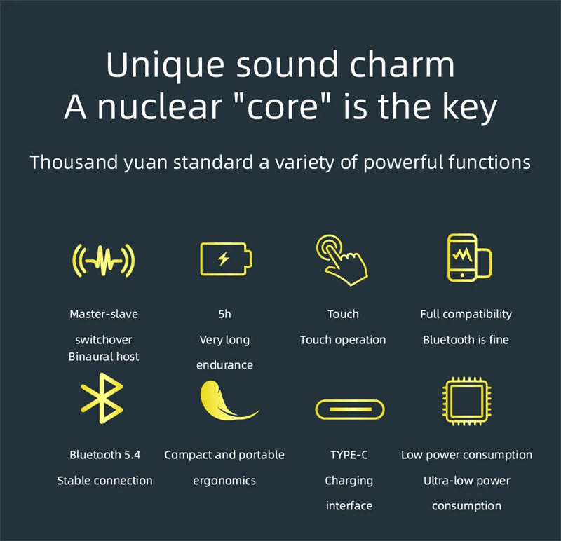 Compact Lightweight Wireless Bluetooth Earphones In-ear Ergonomic Stereo Headphones with Microphone Type-C Charging Case